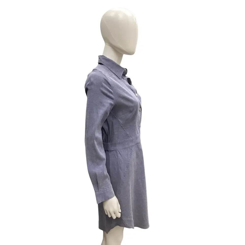 Veronica Beard Button Up Denim Blue Long Sleeve Dress